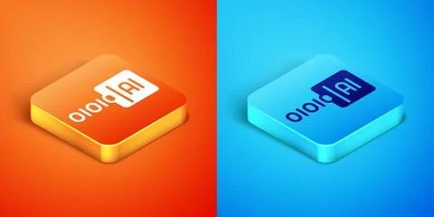 Isometric Binary code icon isolated on orange and blue background.  Vector 스톡 일러스트