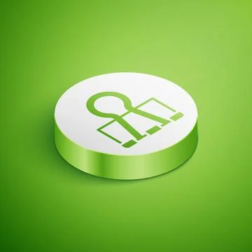 Isometric Binder clip icon isolated on green background. Paper clip. White ci Stock Illustration