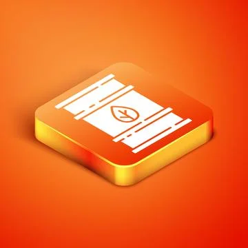 Isometric Bio fuel barrel icon isolated on orange background. Eco bio and can Stock Illustration