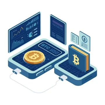 Isometric Bitcoin Cryptocurrency Hardware Wallet Stock Illustration