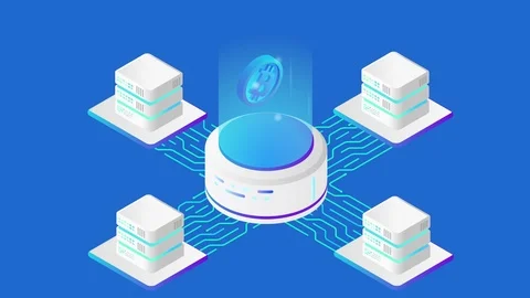 Isometric Bitcoin Miners. Mining Industry Cryptocurrency video concept Видео 96234462