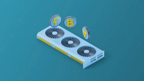 Isometric Bitcoin Mining with GPU - Crypto Currency Mining Stock-Footage 158226151