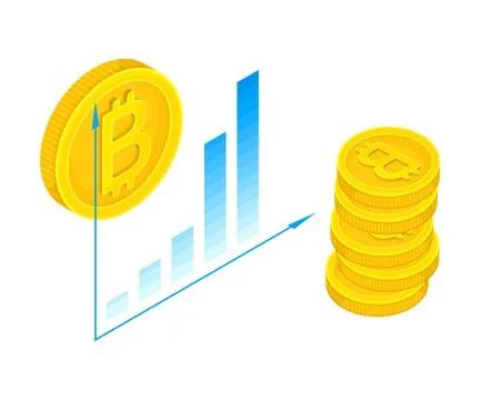 Isometric Bitcoin Profit Chart Displaying Value Increase Vector Illustration Stock Illustration