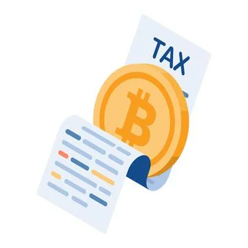 Isometric Bitcoin with Tax Document Stock Illustration
