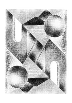 Isometric black and white M.C. Escher Style Stock Illustration
