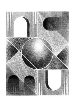 Isometric black and white M.C. Escher Style イラスト素材