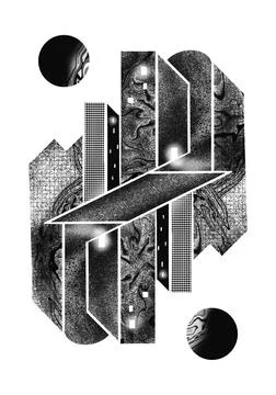 Isometric black and white M.C. Escher Style Stock-Illustration