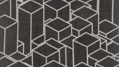 Isometric black ink cubes, silkscreen print seamless loop Stock Footage 288468789