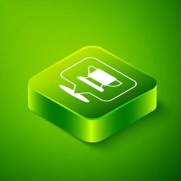 Isometric Blacksmith anvil tool icon isolated on green background. Metal forging Illustrazione stock