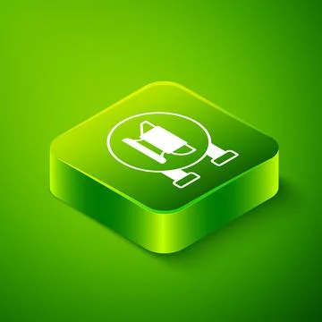 Isometric Blacksmith anvil tool icon isolated on green background. Metal forging Stock Illustration