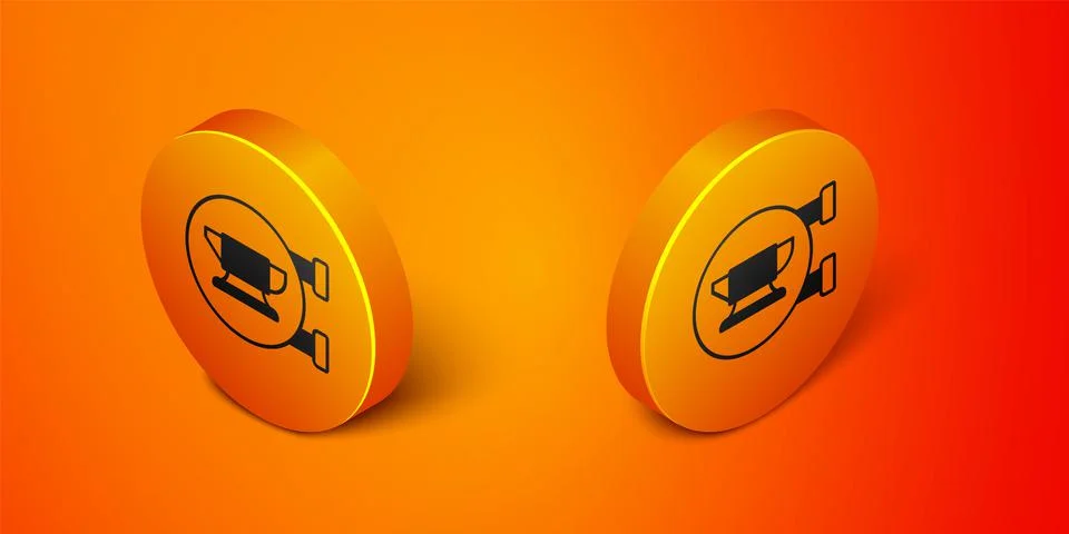 Isometric Blacksmith anvil tool icon isolated on orange background. Metal イラスト素材