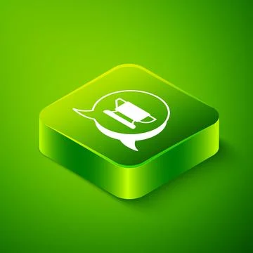Isometric Blacksmith anvil tool icon isolated on green background. Metal forging Illustrazione stock