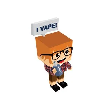 Isometric block electric cigarette guy personal vaporizer Stock-Illustration