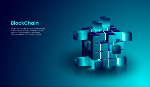 Isometric blockchain and cryptocurrency technology concept Stock Illustration