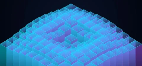 Isometric Blockchain Data Blocks Cores Stock Footage 344307470