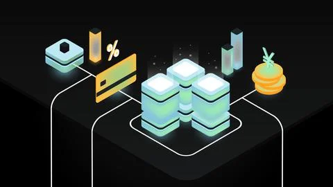 Isometric Blockchain. Financial Technology, Digital Money, Economics Stock Illustration