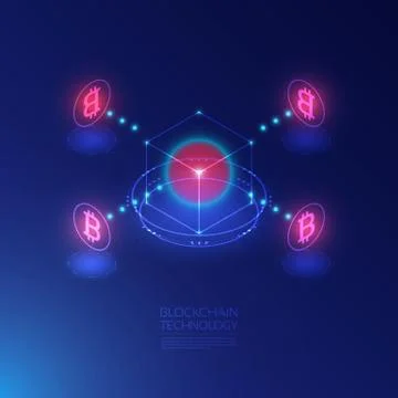 Isometric blockchain Stock Illustration