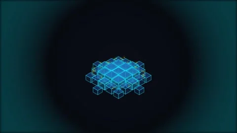 Isometric Blockchain Network Digital Technology 4K Animation Stock Footage 345516869