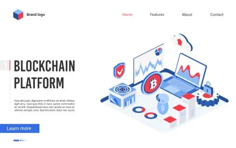 Isometric blockchain platform technology vector illustration, modern concept Stock Illustration