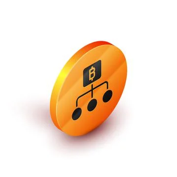 Isometric Blockchain technology Bitcoin icon isolated on white background. Ab Illustrazione stock