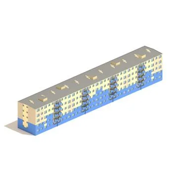 Isometric blockhouse 3d model isolated on white background Stock Illustration
