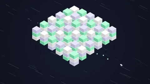Isometric Blocks Pyramid Structure Abstract Background, Minimalist Geometri.. Stock Footage 348072943