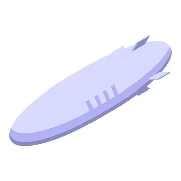 Isometric blue airship flying in the sky Illustrazione stock