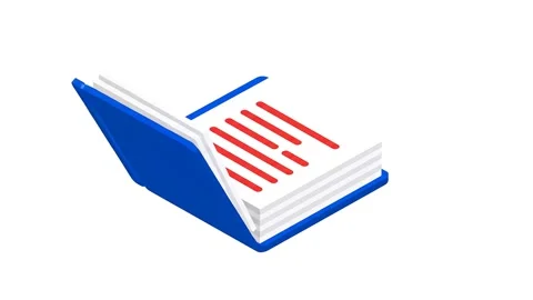 Isometric Blue Book Opening and Closing Loop Animation 動画素材 341417138