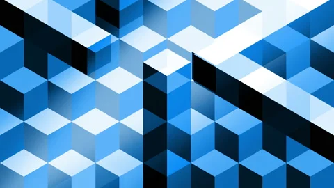 Isometric blue cubes and bars, abstract looping animation for background. Stock Footage 152715444