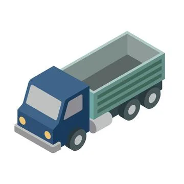 Isometric Blue Dump Truck Vector Illustration for Construction and Logistic.. Stock Illustration