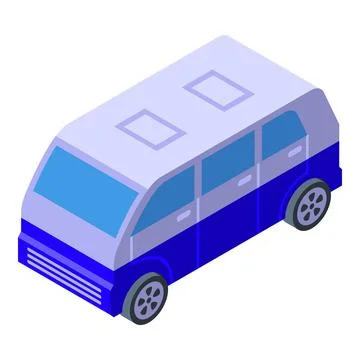 Isometric blue mini van illustration Stock Illustration