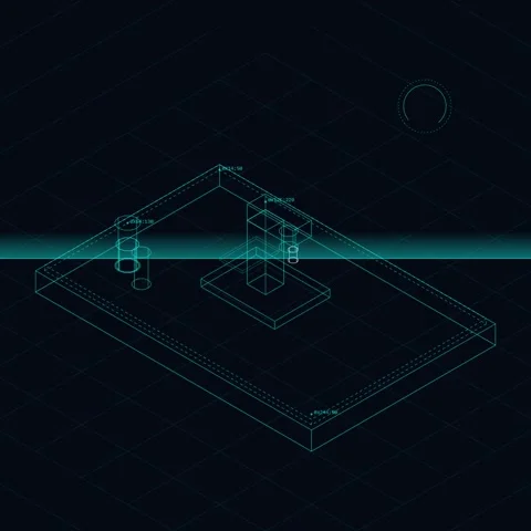 Isometric Blueprint of Construction Crane and Building Site Blueprint Stock Footage 346283694