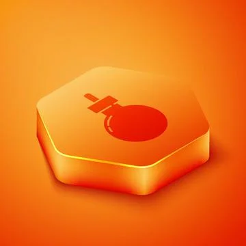 Isometric Bomb ready to explode icon isolated on orange background. Happy イラスト素材