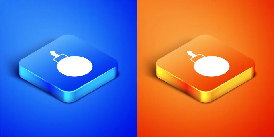 Isometric Bomb ready to explode icon isolated on blue and orange background Stock Illustration