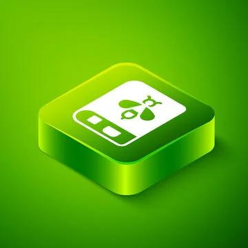 Isometric Book about bee icon isolated on green background. Sweet natural food 스톡 일러스트