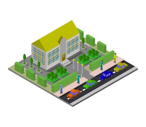 Isometric bookcase in vector on a white background Stock Illustration