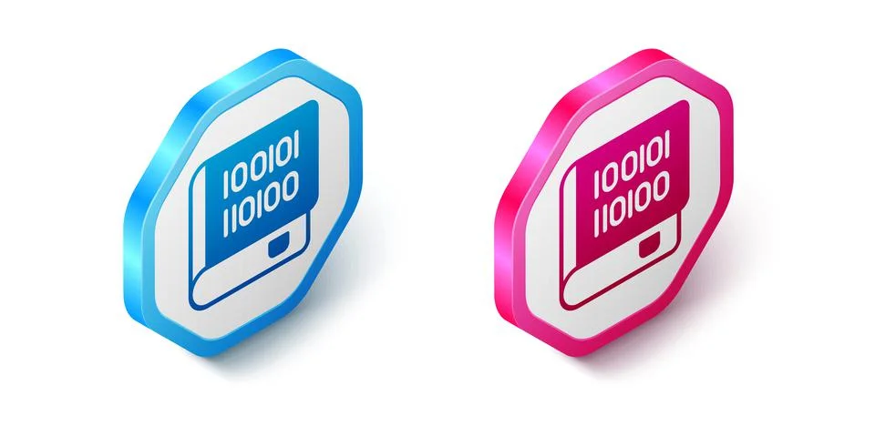 Isometric Books about programming icon isolated on white background. Programming Stock Illustration