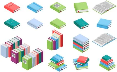 Isometric books set Stock Illustration