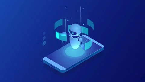 Isometric Bot and cybersecurity, artificial intelligence Stock Footage 131298233