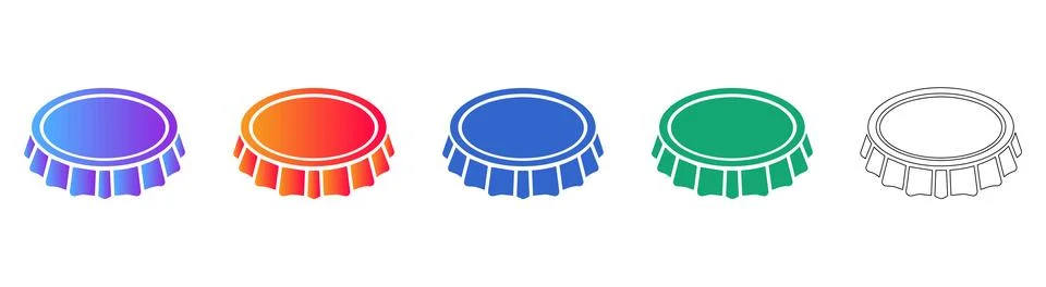 Isometric Bottle Cap Icons Set for Beverage &amp; Industrial Design Stock Illustration
