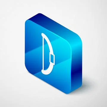 Isometric Bow icon isolated on grey background. Blue square button. Vector 스톡 일러스트