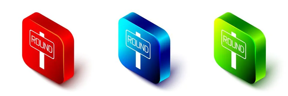 Isometric Boxing ring board icon isolated on white background. Red, blue and Stock Illustration