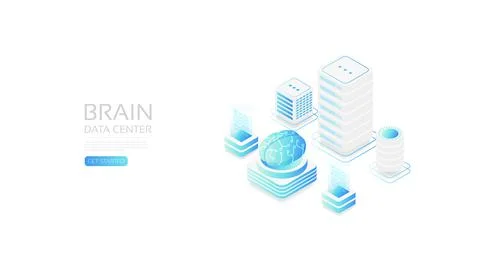 Isometric brain center Illustrazione stock