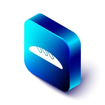 Isometric Bread loaf icon isolated on white background. Blue square button Stockillustratie