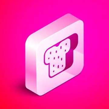 Isometric Bread toast for sandwich piece of roasted crouton icon isolated on Illustrazione stock