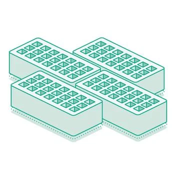 Isometric bricks with holes. Outline 3D object isolated on white background.. Stock Illustration