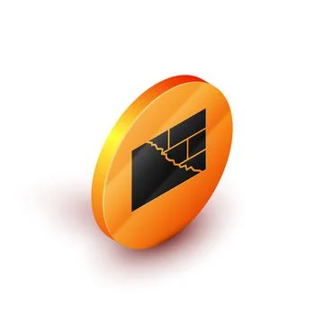 Isometric Bricks icon isolated on white background. Orange circle button. Vector Stockillustratie