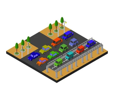 Isometric bridge illustrated on a white background Stock Illustration