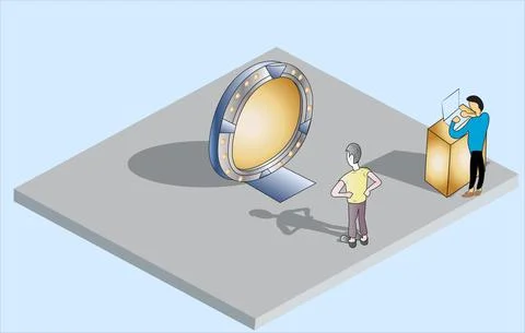 Isometric bright border magic portal Stock Illustration