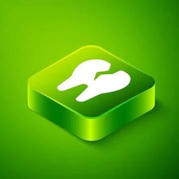Isometric Broken tooth icon isolated on green background. Dental problem icon イラスト素材